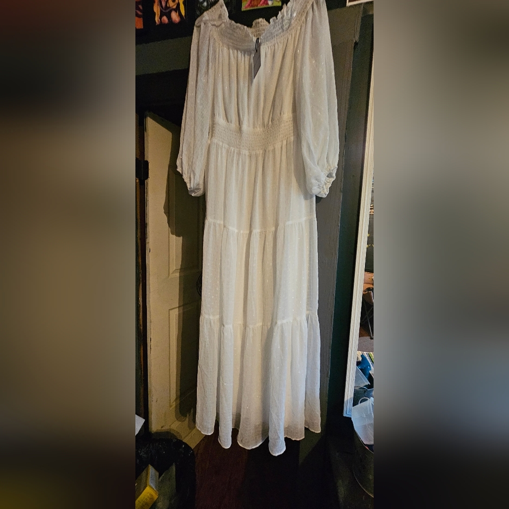 Bohemian White Off-Shoulder Tiered Maxi Dress